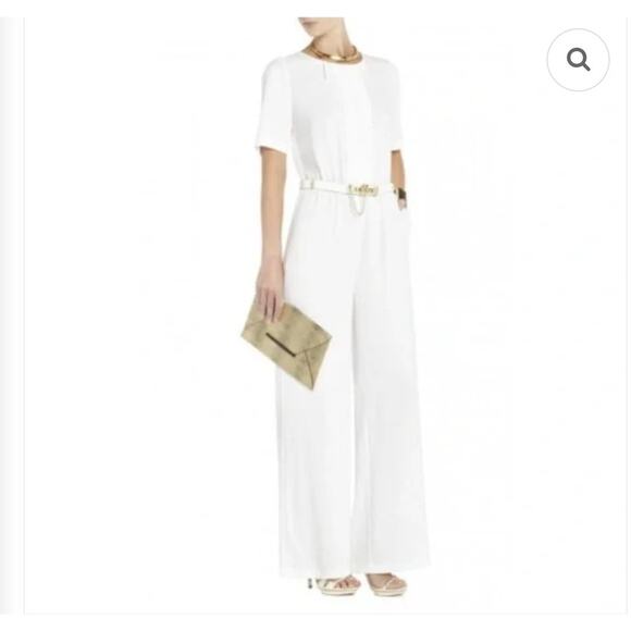 BCBGMAXAZRIA Pants - BCBGMAXAZRIA White Minimalist Backless Wide Legged Jumpsuit- Size Small- NWT